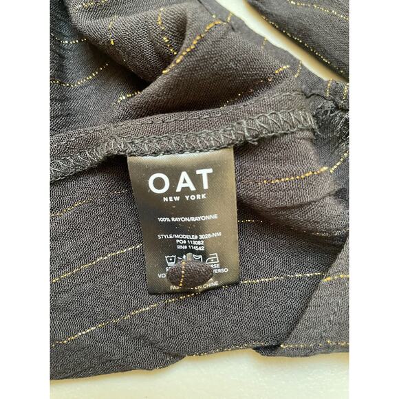OAT Black Metallic Gold Striped Long Sleeve Collared Button Up Shirt Size L NWT - Picture 7 of 9